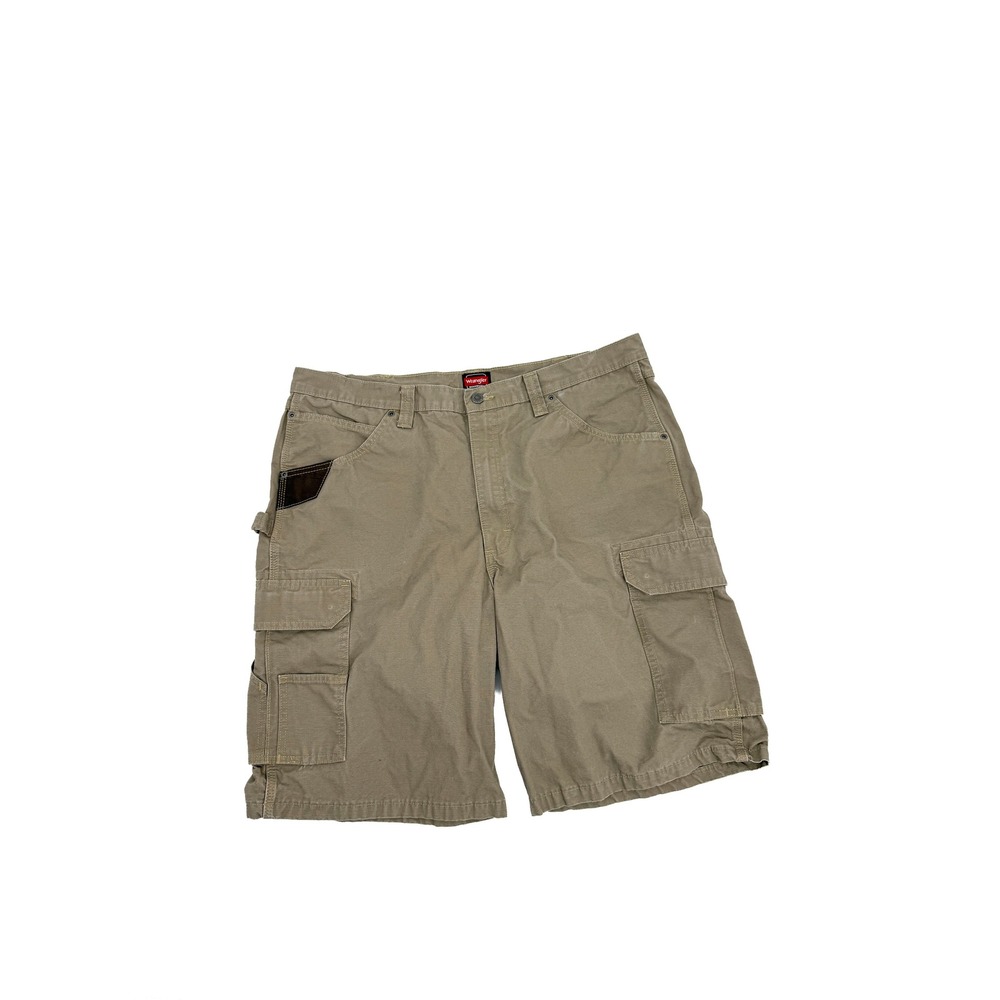 Wrangler Cargo Shorts Men 40 Tan Workwear Ripstop Carpenter WMWR3DK